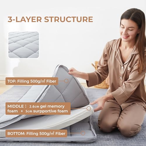 Jamdok Roll Up Floor Mattress | 10cm Memory Foam Camping Pad & Washable Cover