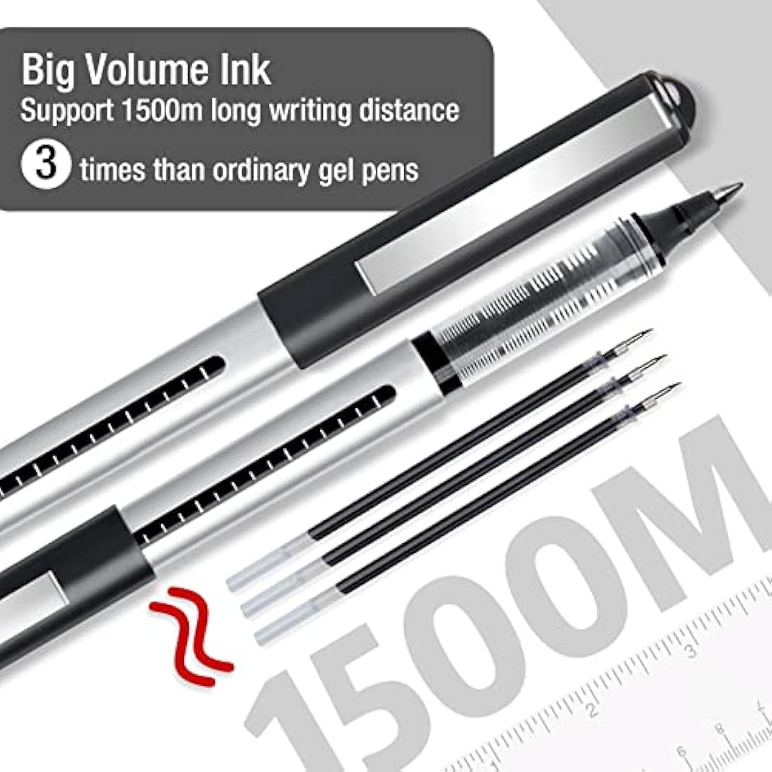 Jolof Store Rollerball Pens - 16 Pack 0.5mm Fine Point Black Gel Pens