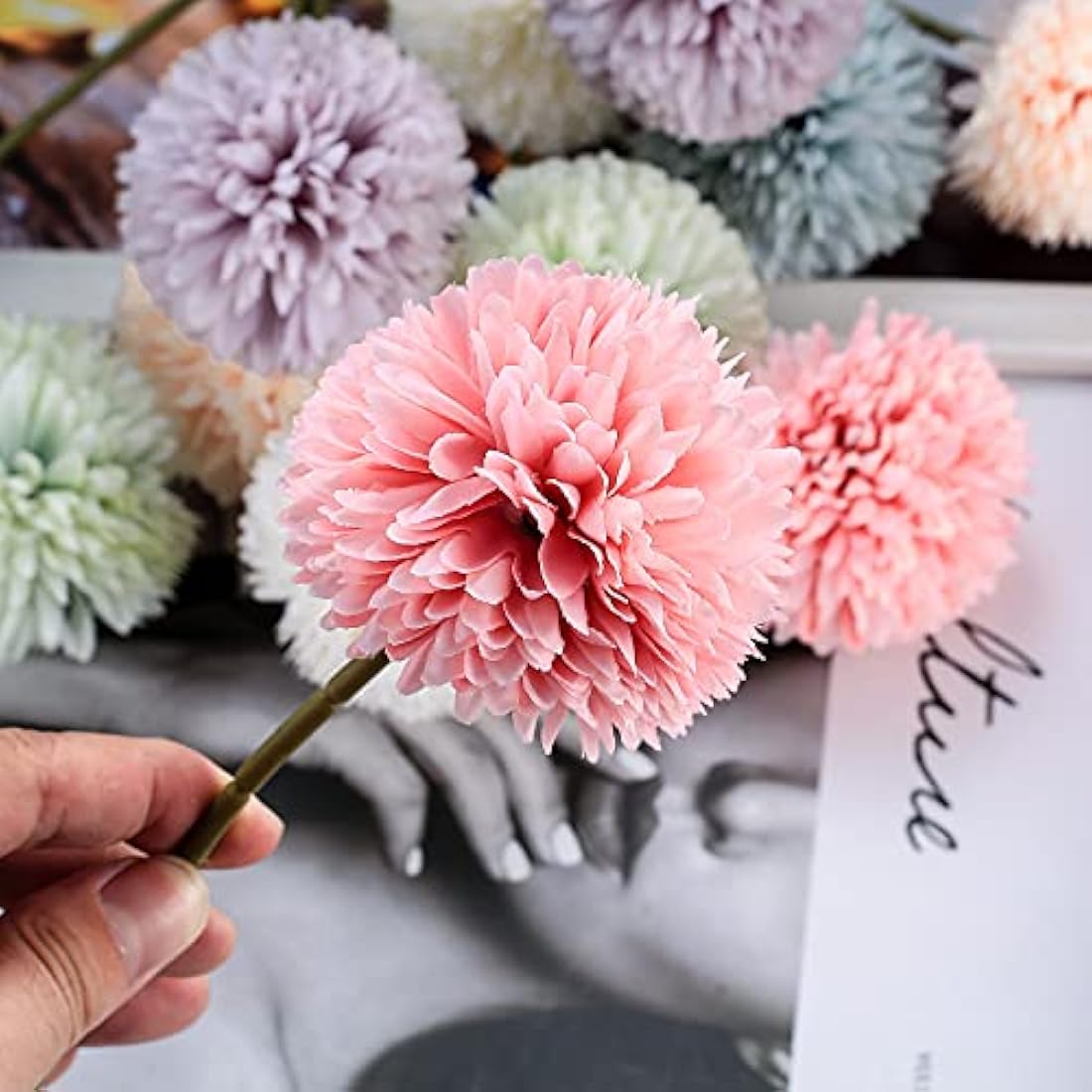 Jolof Store 12 Pcs Silk Artificial Hydrangea Ball Flowers for Home Decor