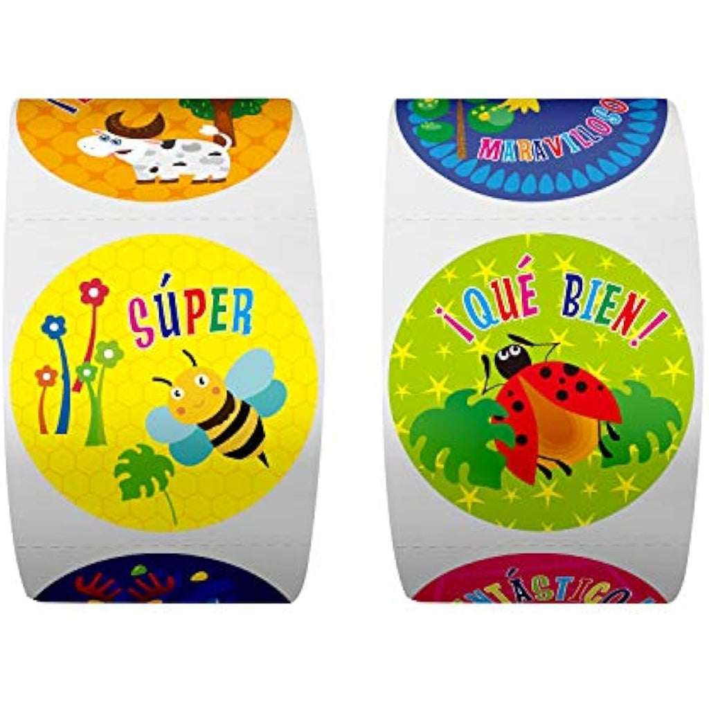 Jolof Store Spanish Reward Stickers - 600 Animal Motivational Labels
