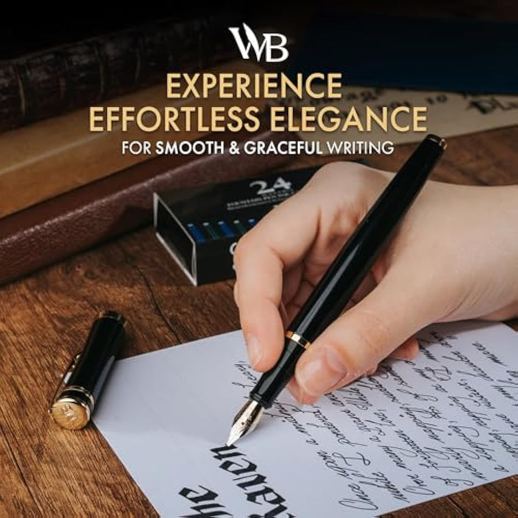 Wordsworth & Black Fountain Pen Set | 18K Gilded Broad Nib & Ink