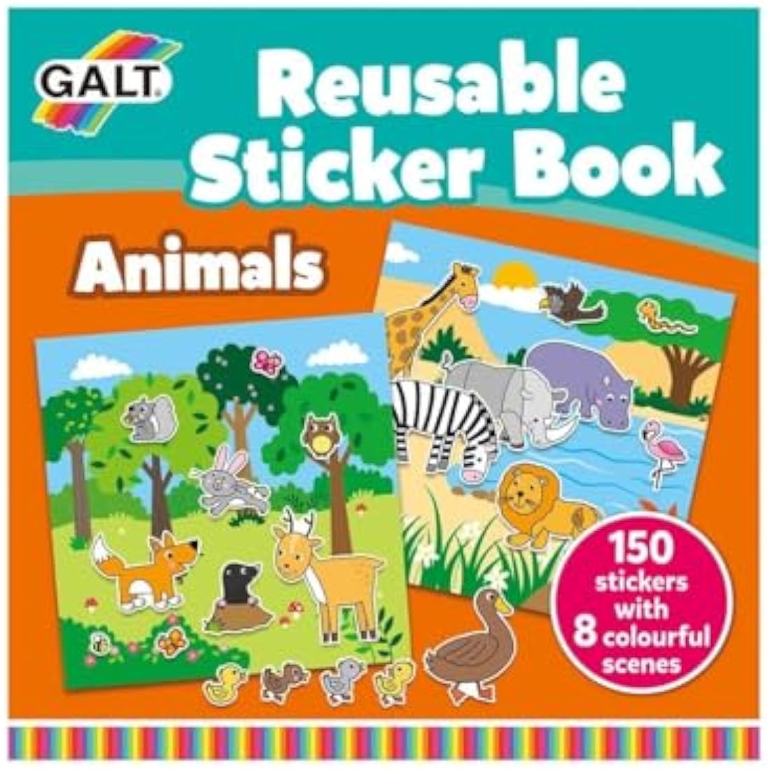 Galt Toys Reusable Sticker Book - Animals Activity for Ages 3 Plus