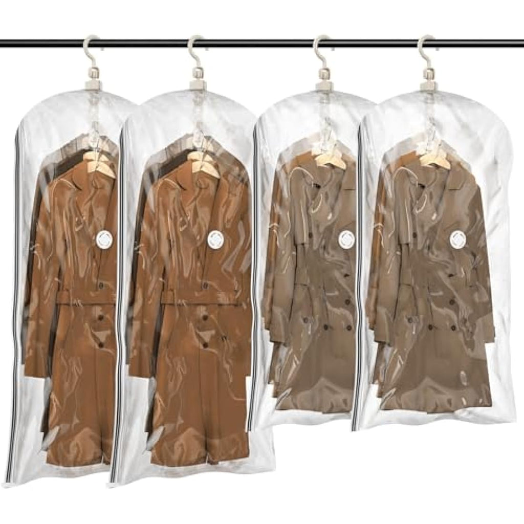 TAILI Hanging Vacuum Storage Bags for Clothes - 4 Pack Closet Organizer