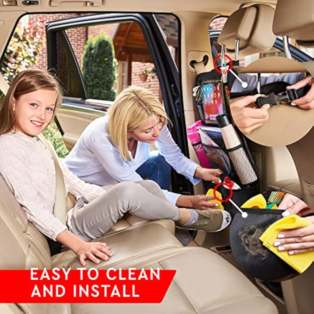 Helteko Car Seat Organiser – Kick Mats with Tablet Holder, 2 Pcs