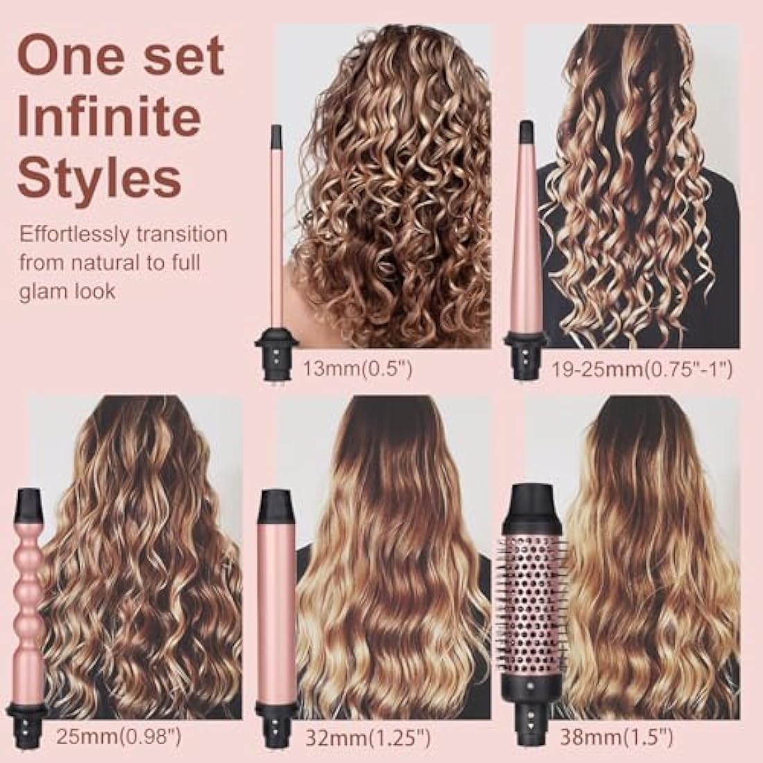 UNOBEY 5-in-1 Curling Wand Set | Ceramic Interchangeable Hair Curler