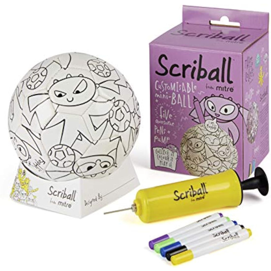Mitre Scriball Ooodles Customizable Mini Football with 5 Coloring Pens