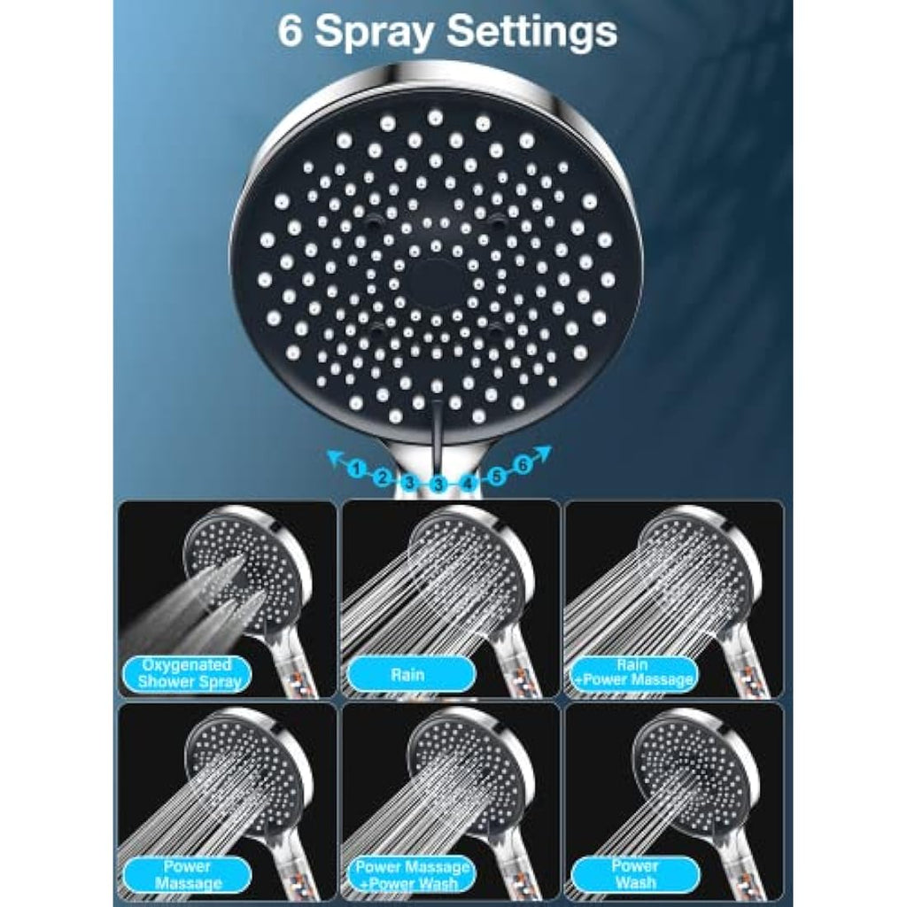 YEAUPE PRO Filtered Shower Head and Hose | High Pressure 6-Mode Set
