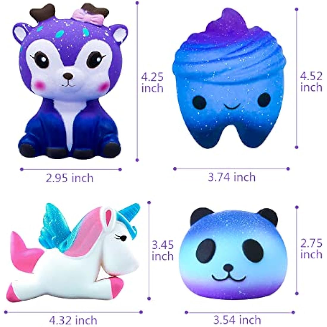 Galaxy Squishies – 4 Pack Slow Rising Scented Stress Toys