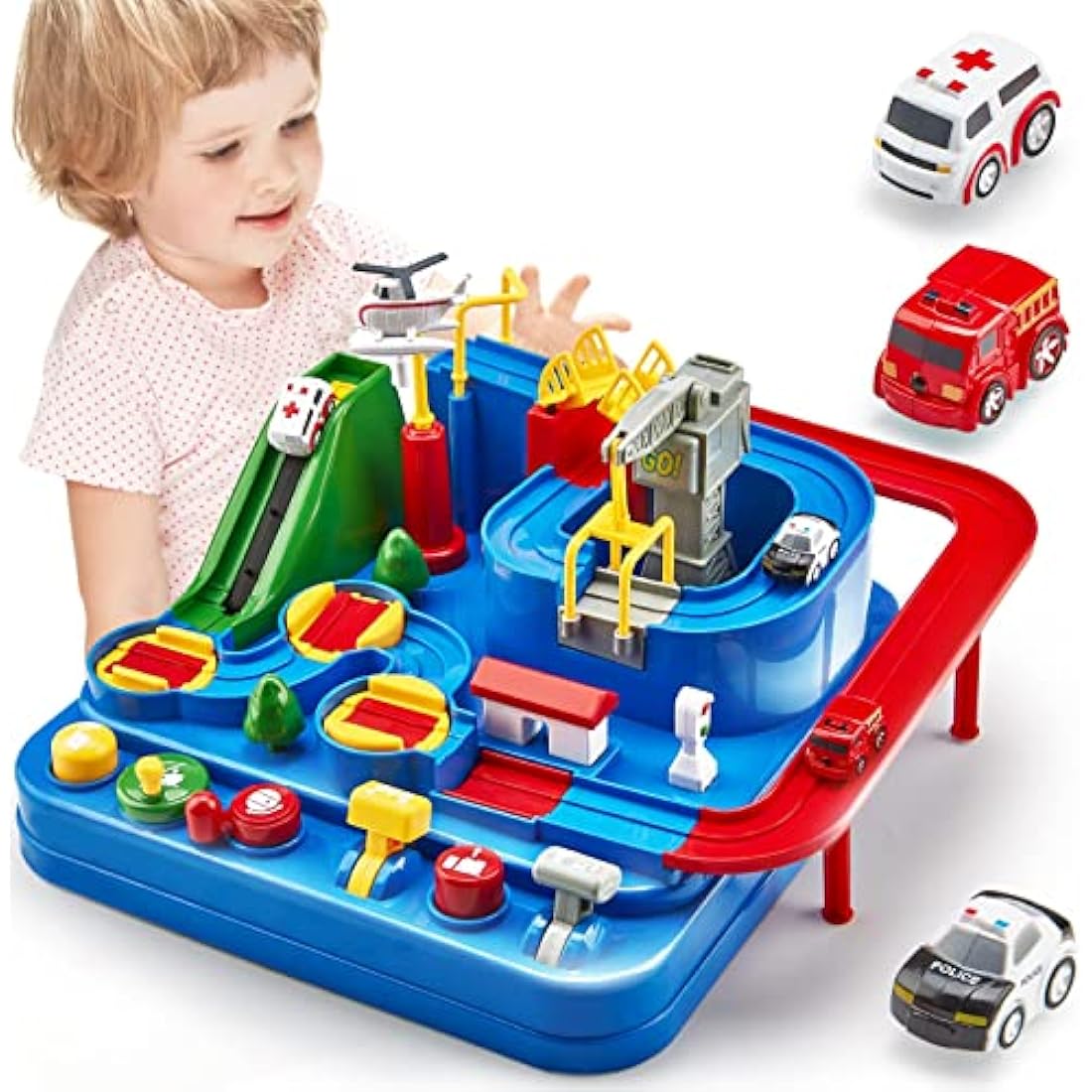 hahaland Kids Car Race Track – Large Montessori Educational Toy Playset