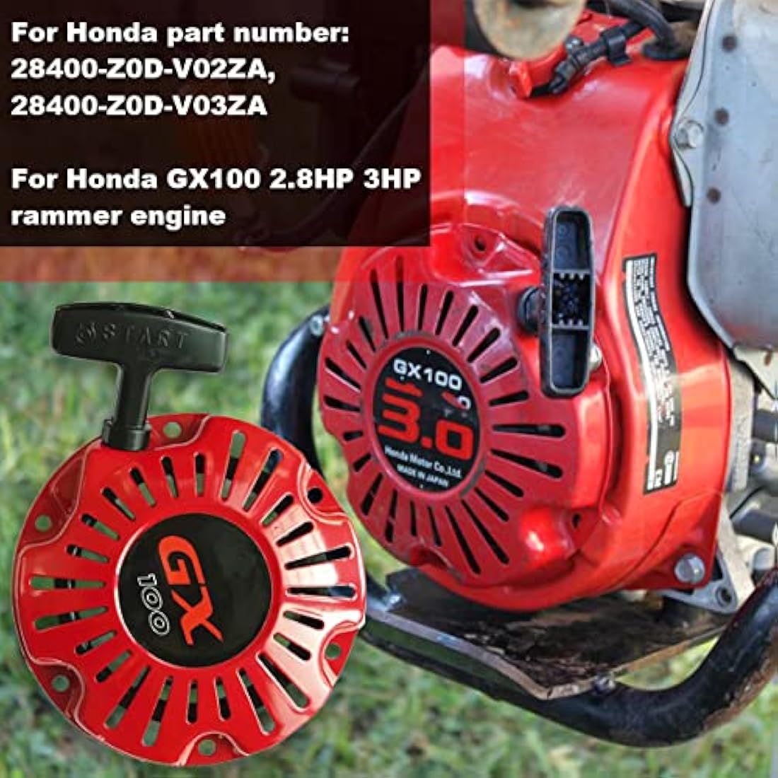 Recoil Starter for Honda GX100 - Pull Cord with Start Cup