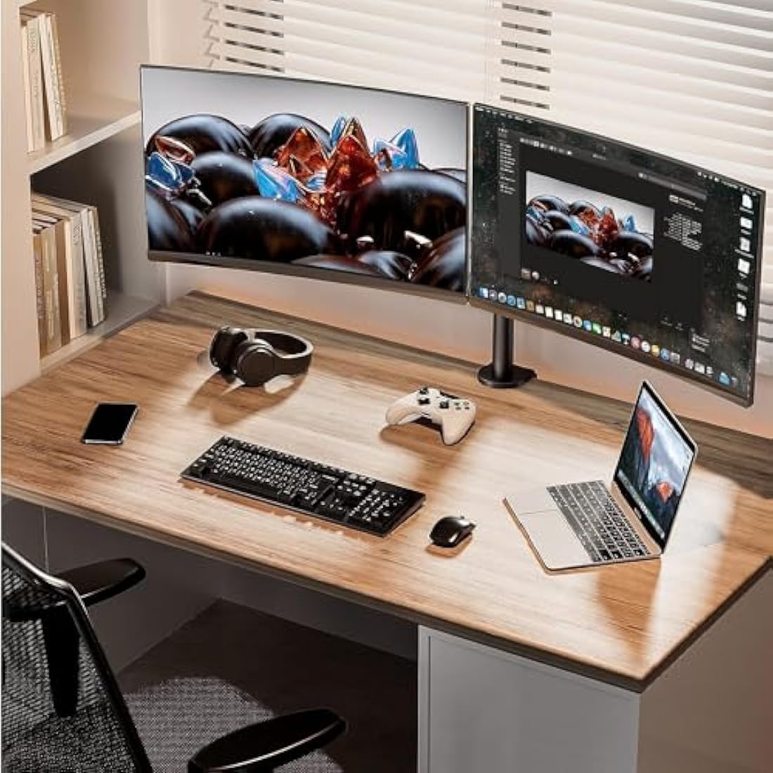 ErGear Dual Monitor Stand | Adjustable Steel Arm for 13-32 Inch Screens