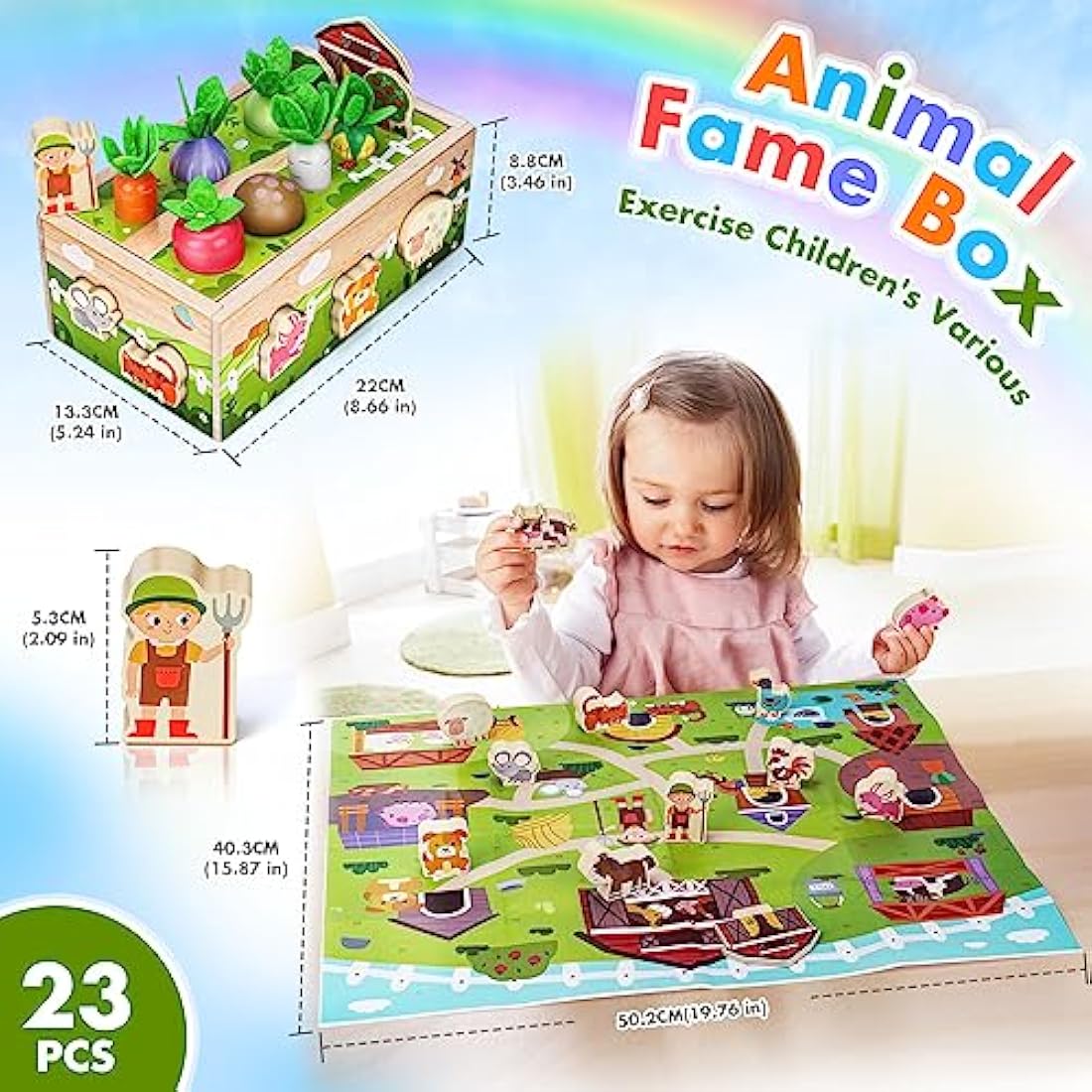 Montessori Wooden Farm Toy – Sensory Toddler Learning Set