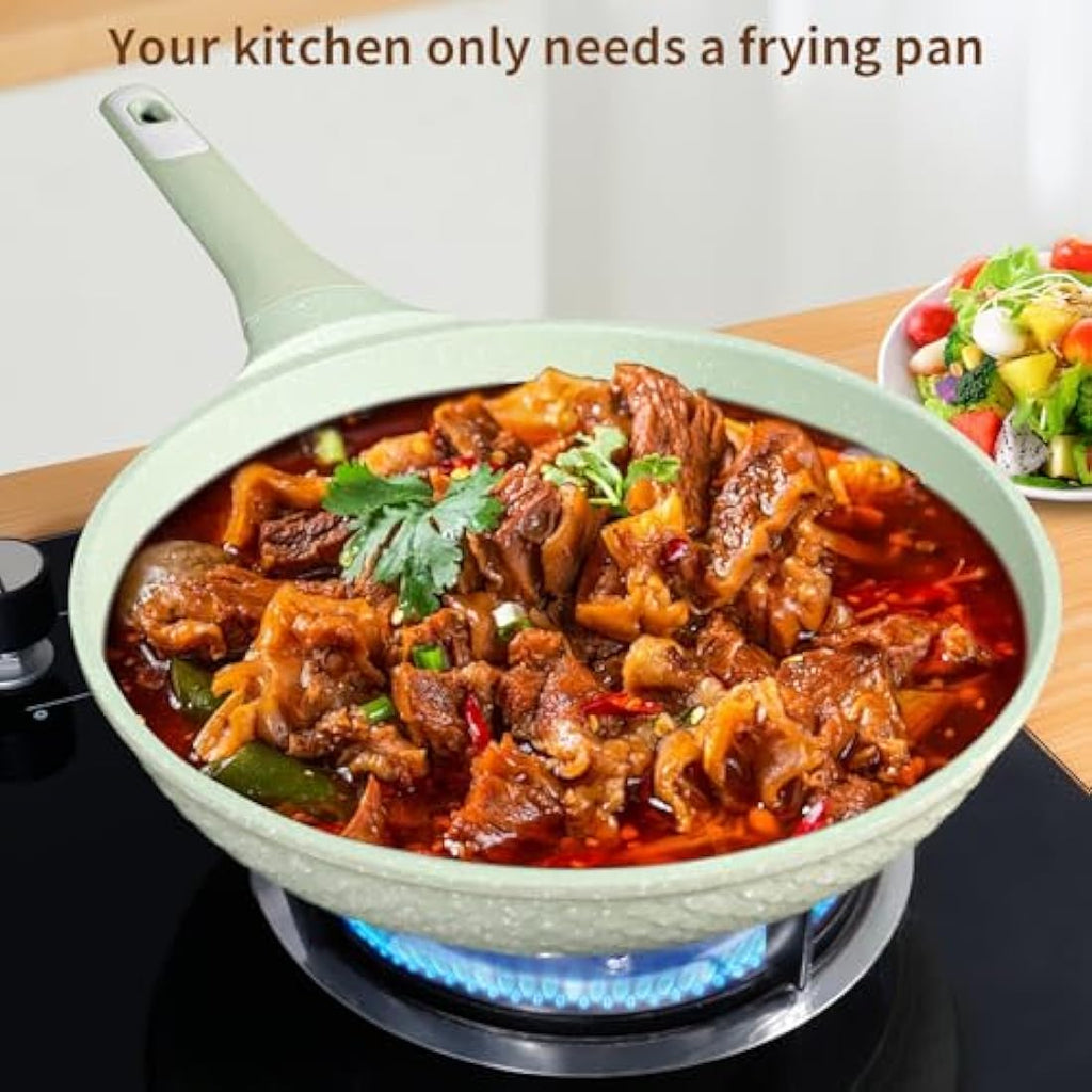 DYGG 20cm Nonstick Frying Pan with Lid | Granite Induction Skillet