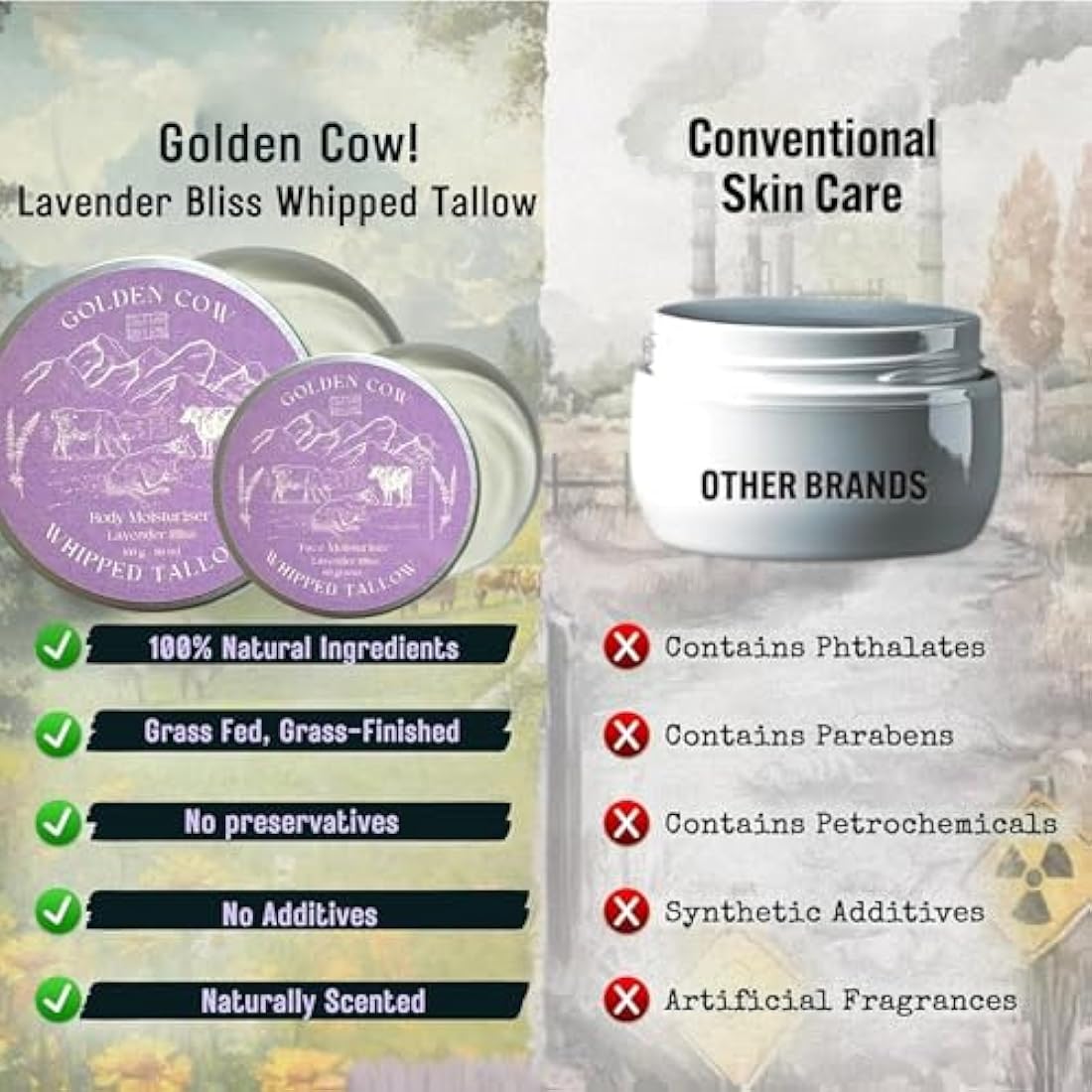 Forticare Grass-Fed Whipped Beef Tallow Balm - Lavender Face Cream 100g