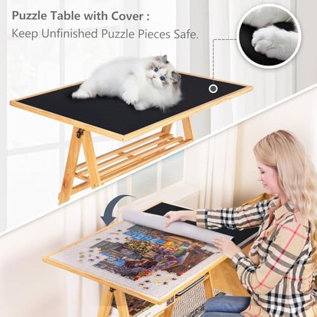 LAVIEVERT 1500 Piece Jigsaw Puzzle Table with Legs, Cover & Wheels