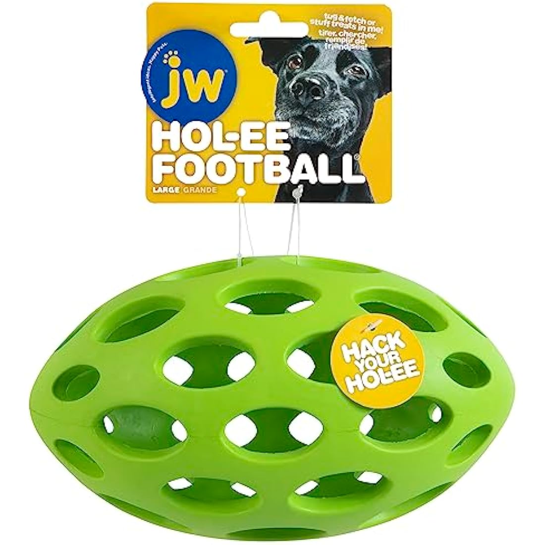 JW Pet Hol-ee Roller Football - Large Durable Rubber Dog Fetch Toy