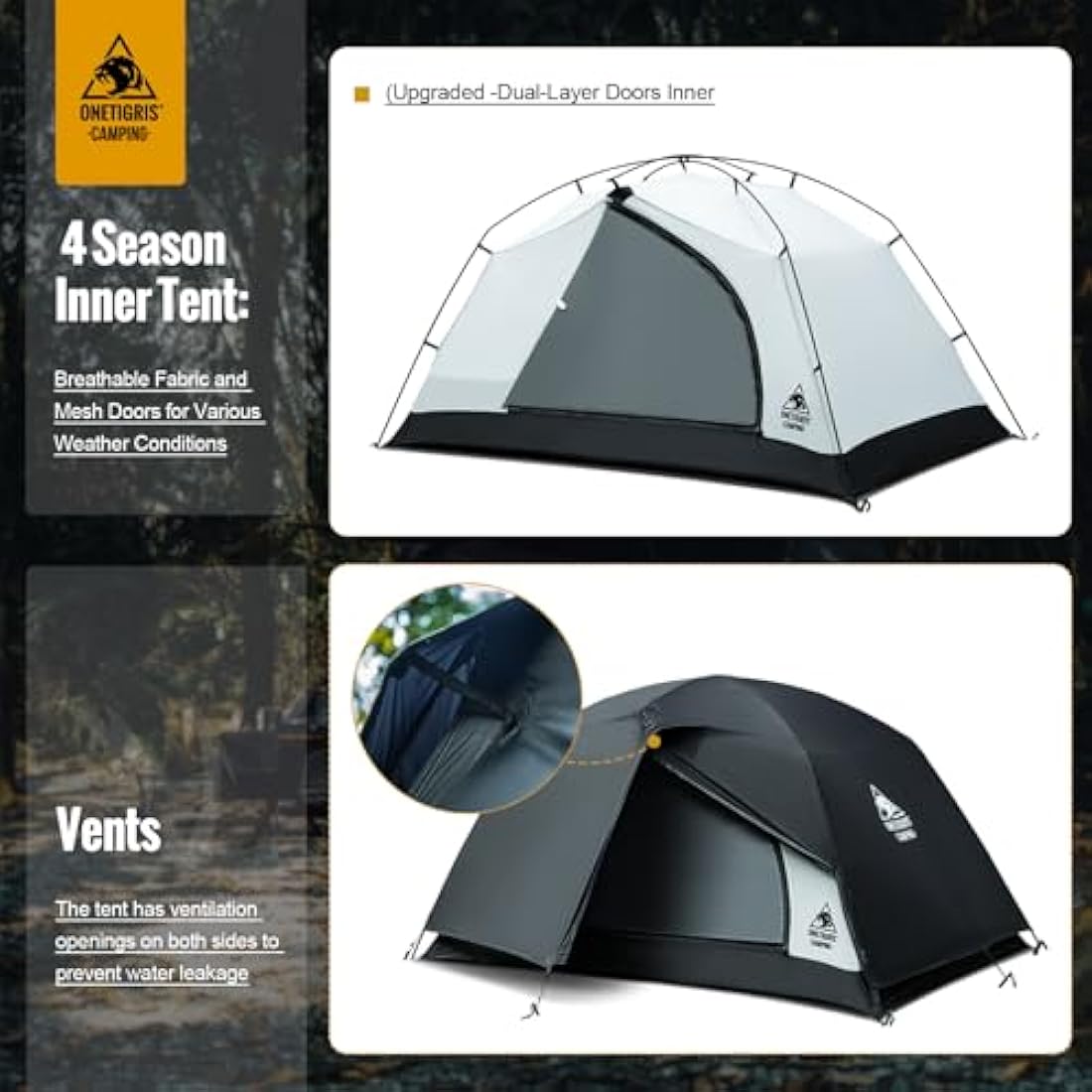 OneTigris Stella 2 Person 4-Season Backpacking Tent | 3000mm Waterproof