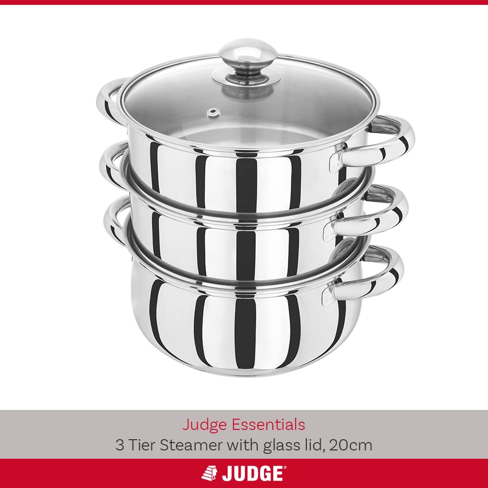Judge 3-Tier Stainless Steel Steamer - 20cm Induction Vegetable Cooker