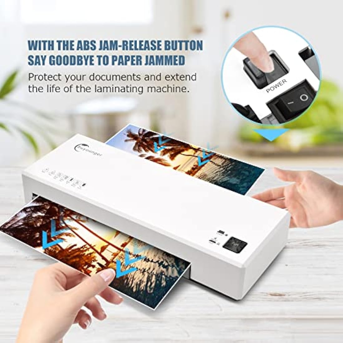 Buyounger 4-in-1 A4 Laminator Machine with Paper Trimmer & 40 Pouches