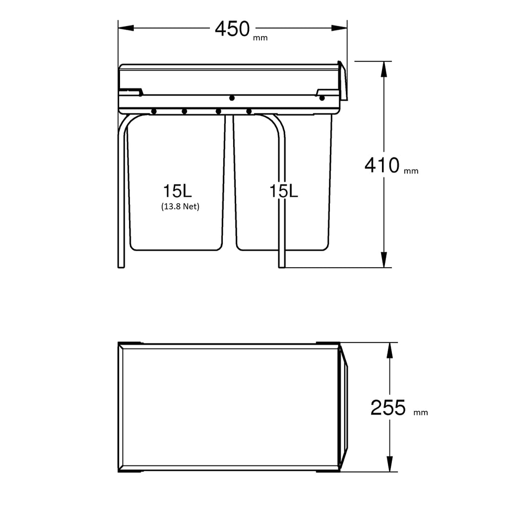 GROHE Kitchen Waste System | 2 x 15L Floor Mounted Pull-Out Bins
