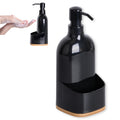 Kook Time Kitchen Soap Dispenser with Sponge Holder – Black & Bamboo