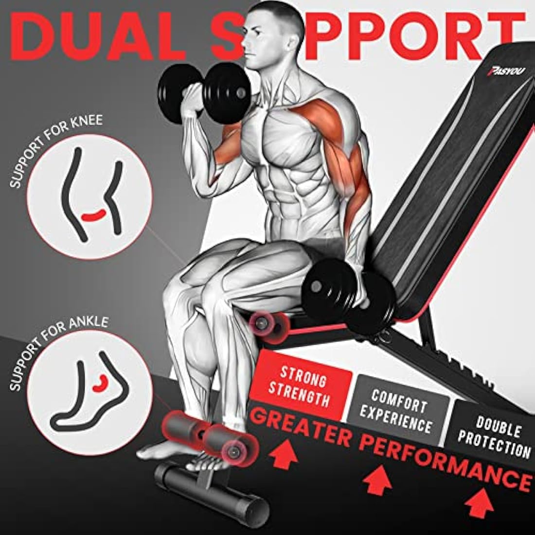 PASYOU PA300 Adjustable Weight Bench – Foldable Home Gym Workout Bench