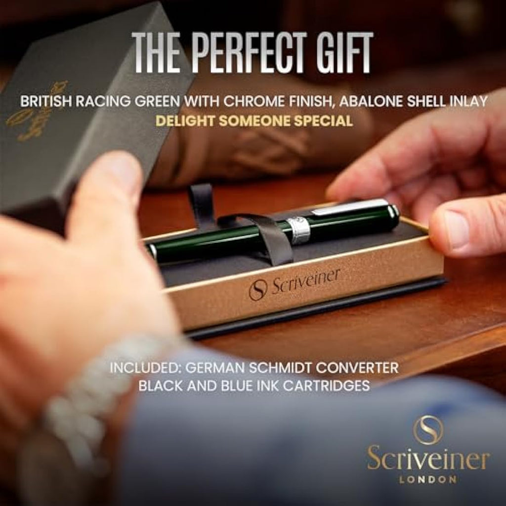Scriveiner Luxury Fountain Pen – British Racing Green with Schmidt Nib