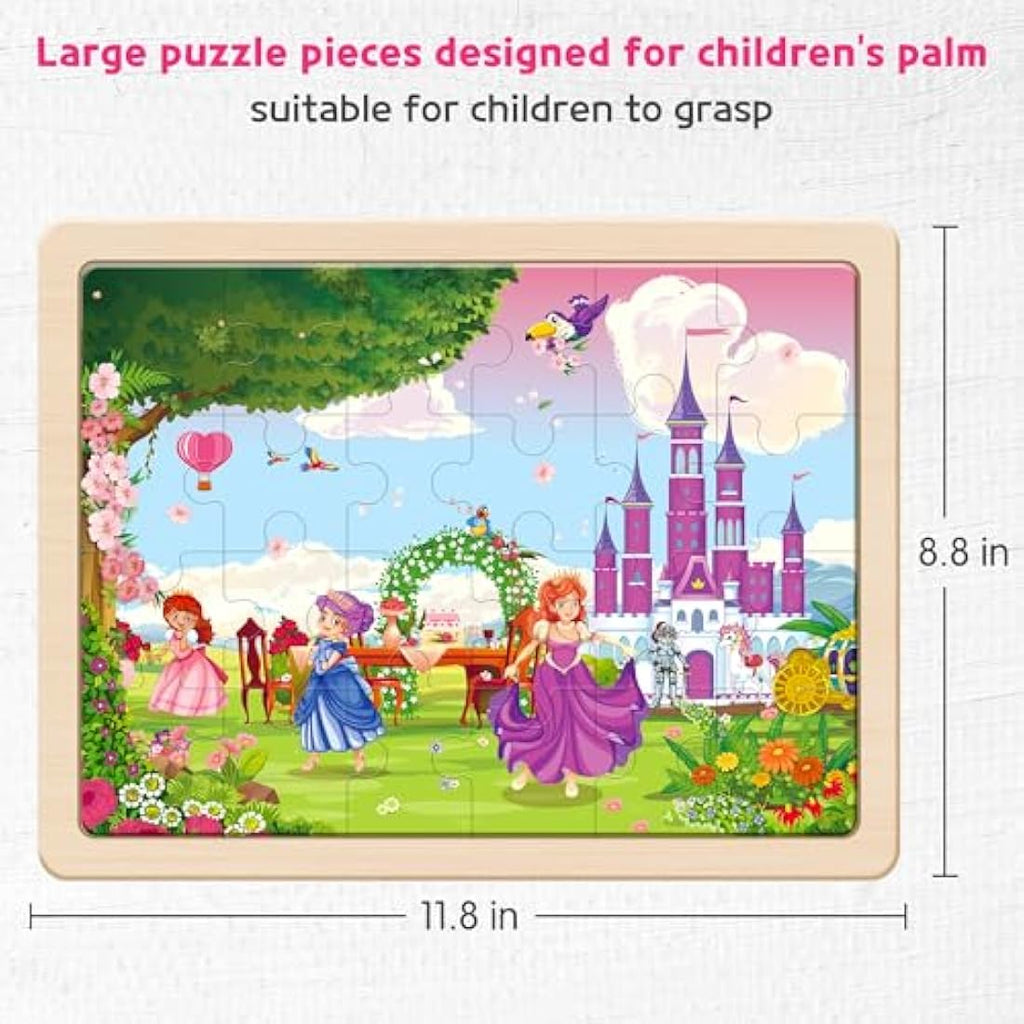 Wooden Jigsaw Puzzles for Kids - 4 Pack Unicorn & Mermaid