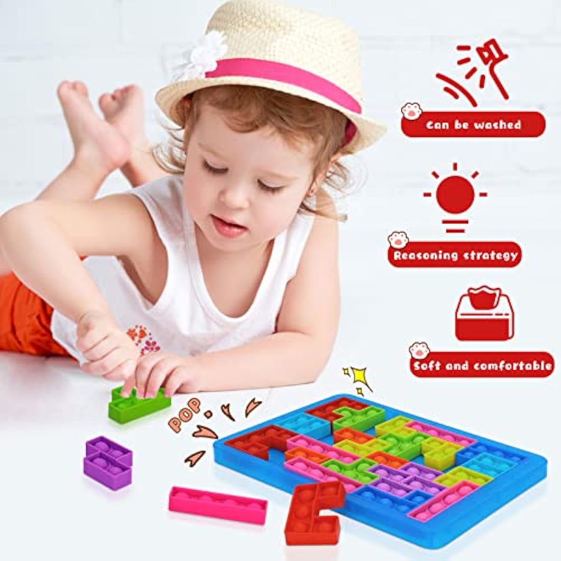 Jolof Store Tetris Pop Puzzle – Silicone Sensory Fidget Toy for Kids