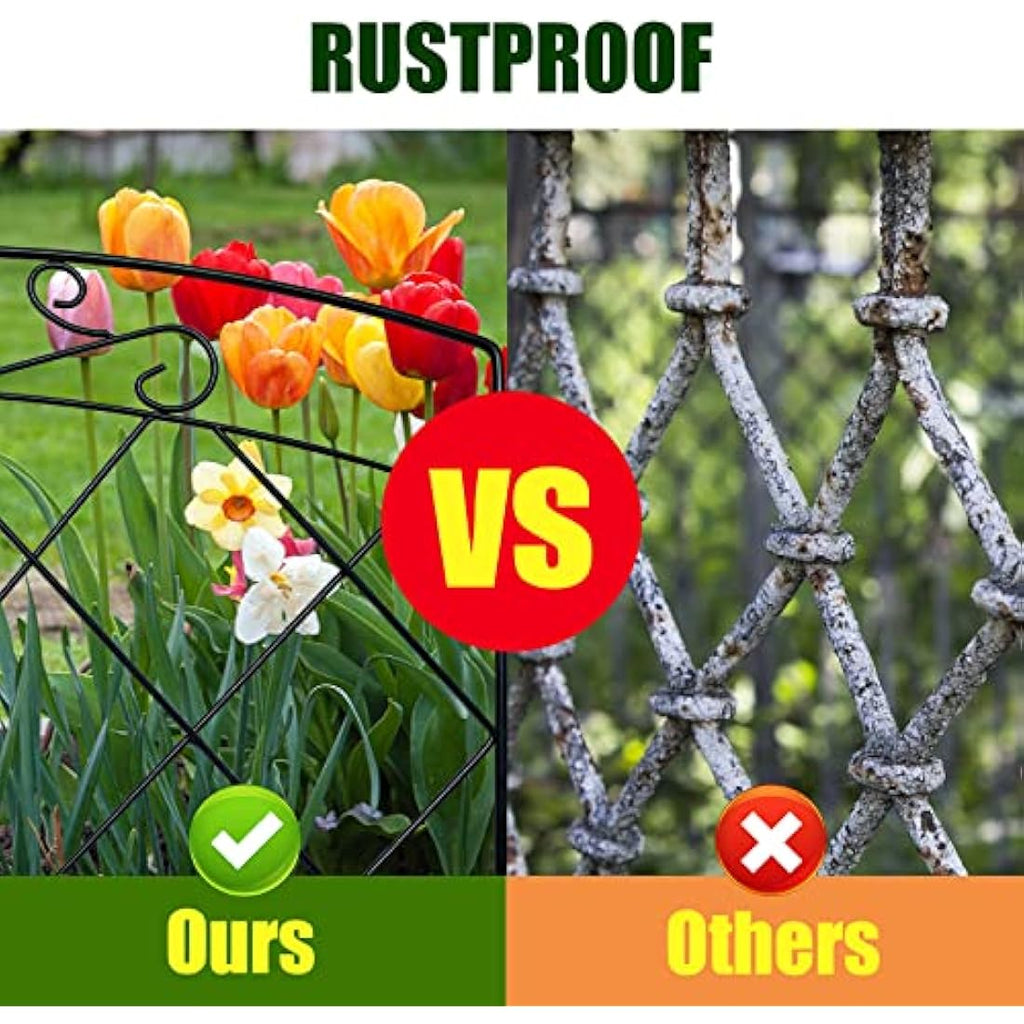 Thealyn Rustproof Metal Garden Fence – 5 Panels No-Dig Animal Barrier