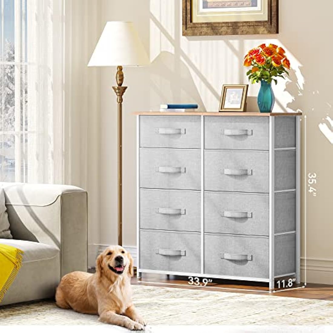 YITAHOME 8-Drawer Fabric Dresser | Storage Organizer with Wood Top