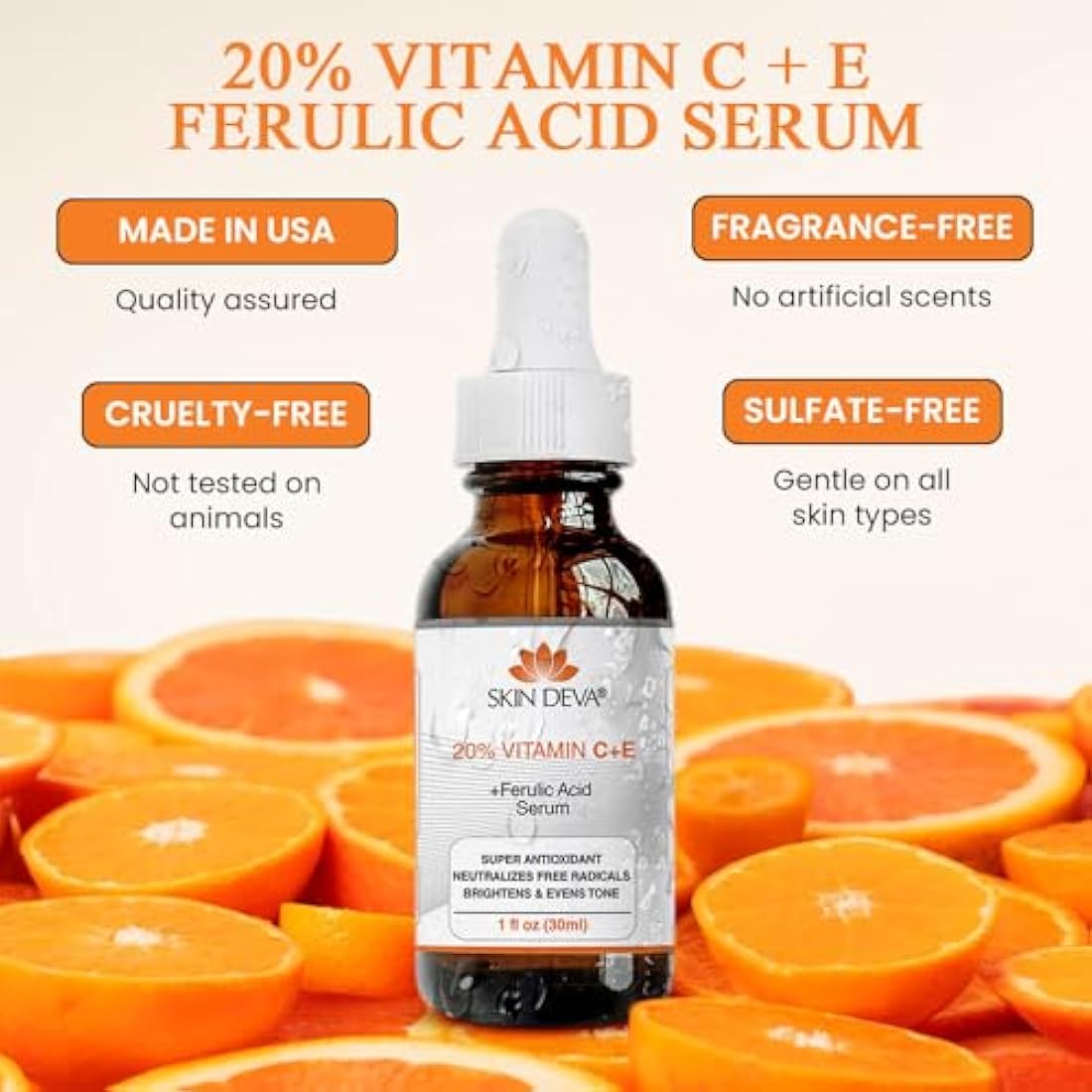 Skin Deva 20% Vitamin C + E Ferulic Acid Serum for Acne Scars - 30ml