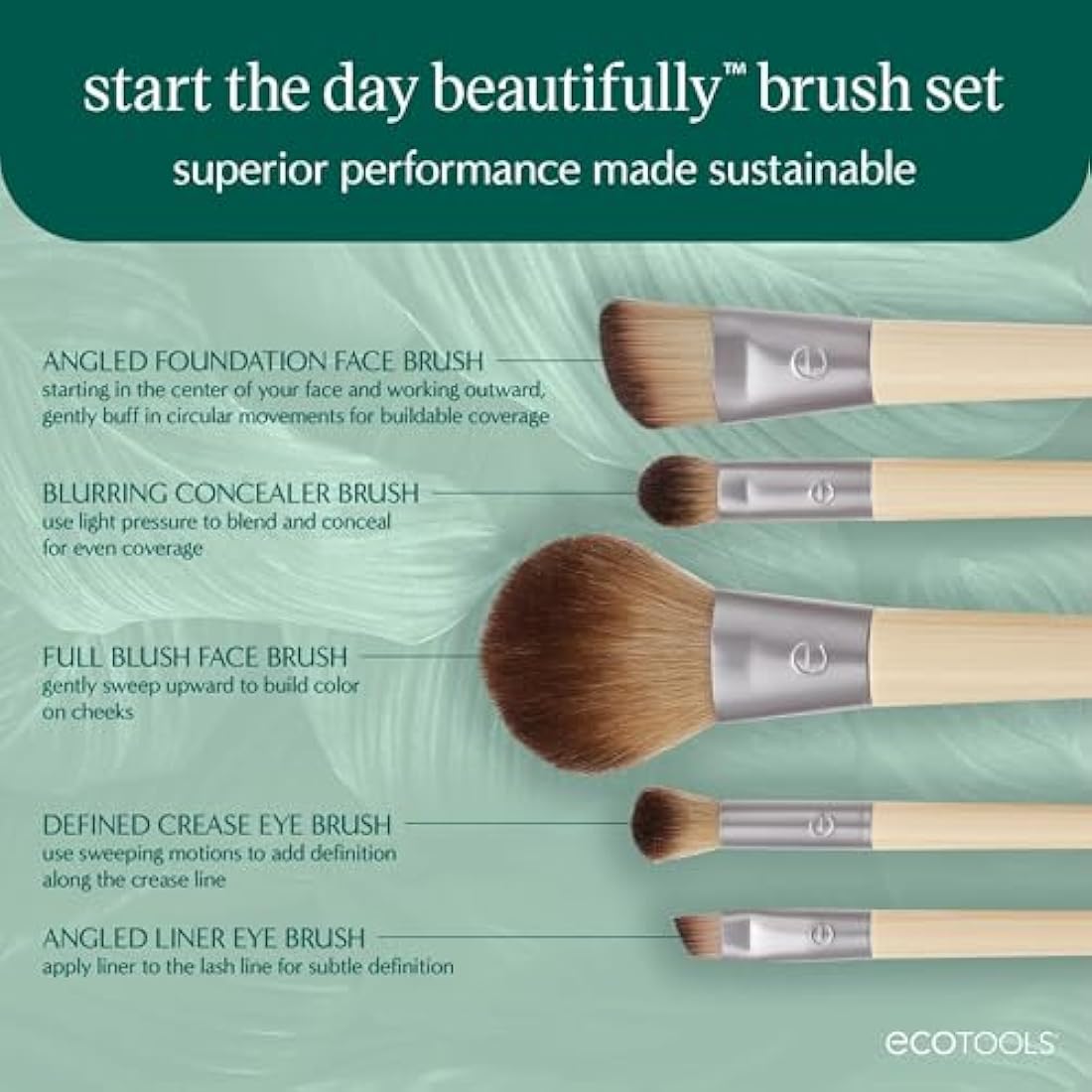 EcoTools 6-Piece Makeup Brush Set – Vegan & Eco-Friendly Bamboo