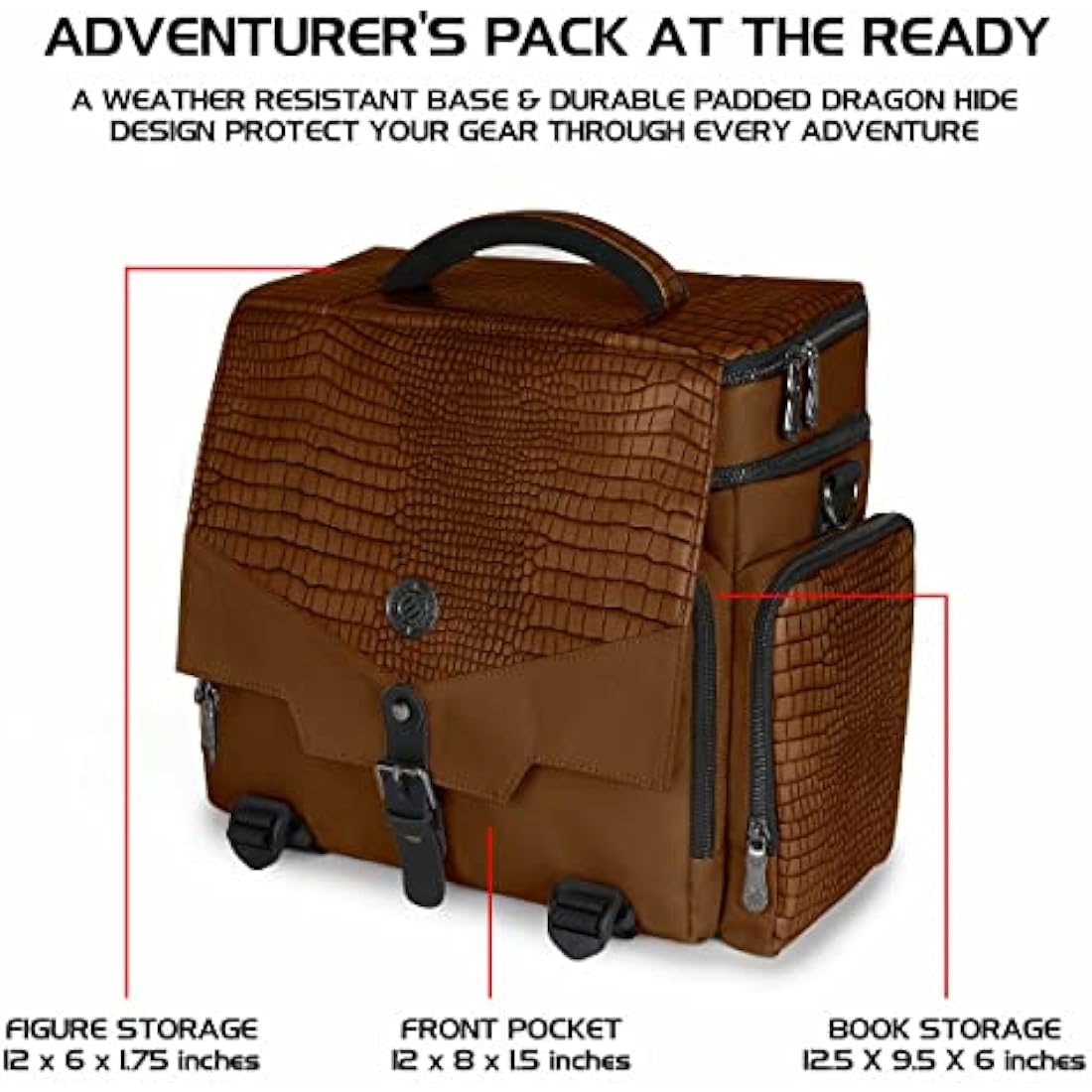 ENHANCE RPG Adventurer Bag – D&D Messenger Bag with Mini Storage, Brown