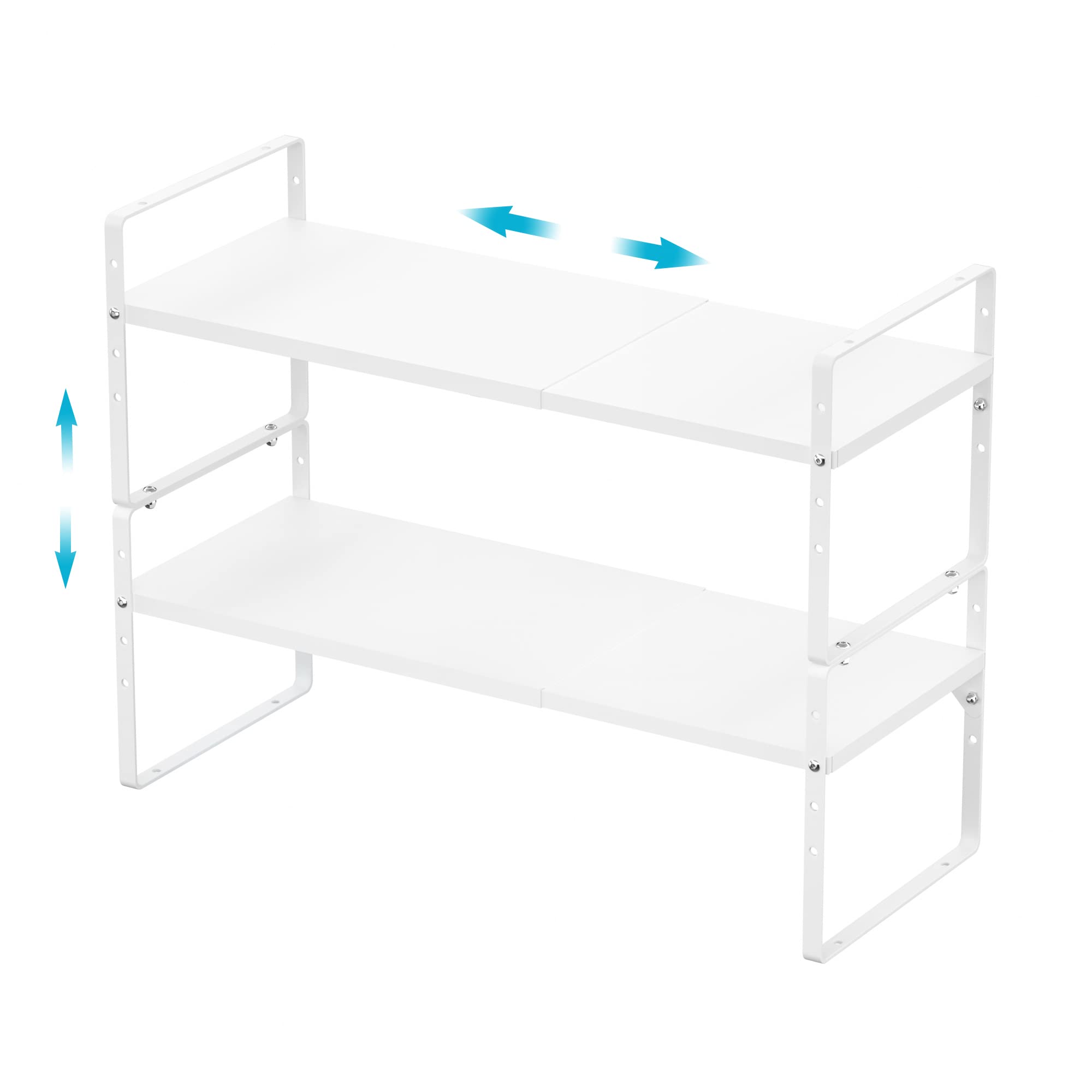 iPEGTOP 2 Pack Expandable Cabinet Shelf Organizer – Heavy Duty Steel Metal
