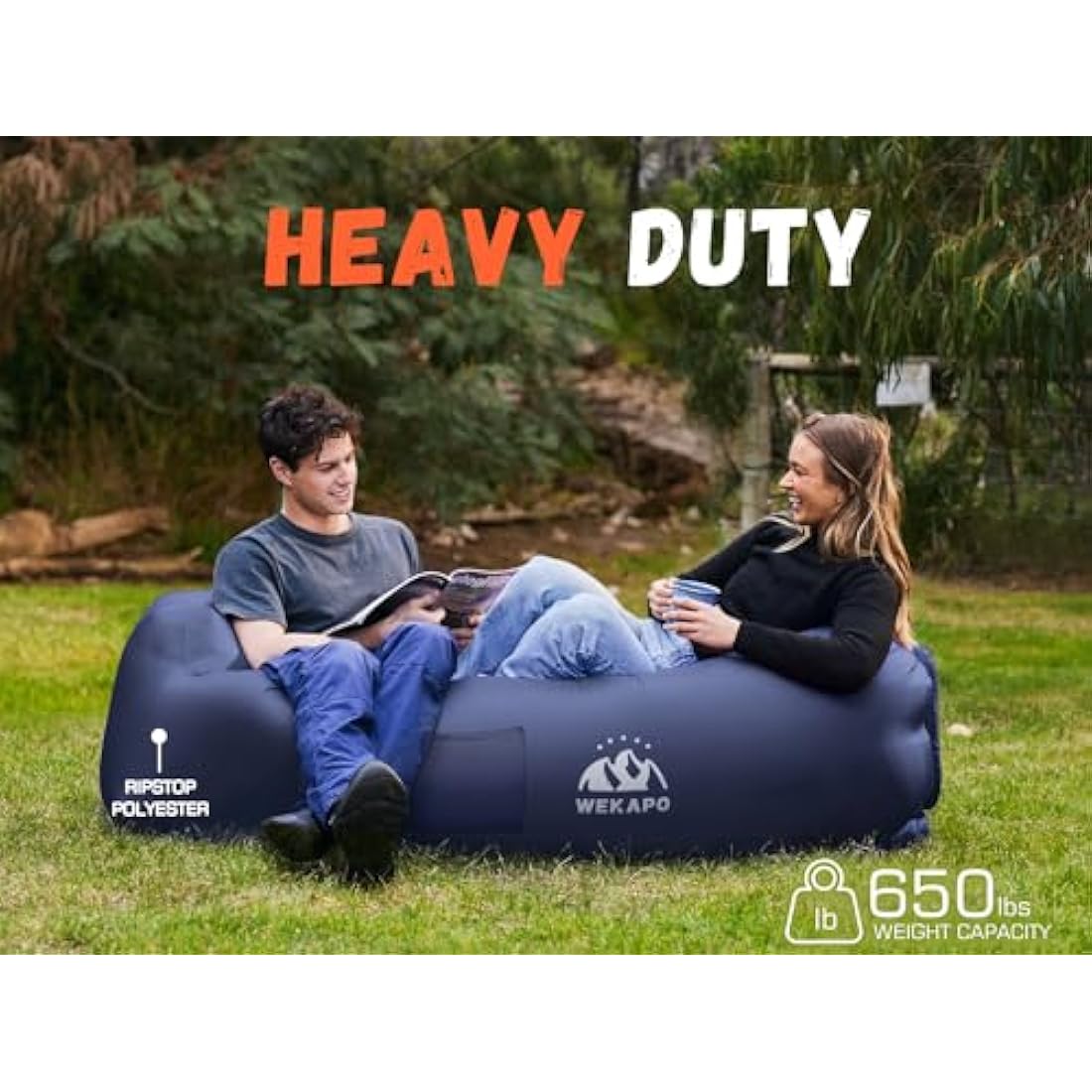 WEKAPO Inflatable Lounger Air Couch – Portable Ripstop Polyester Hammock
