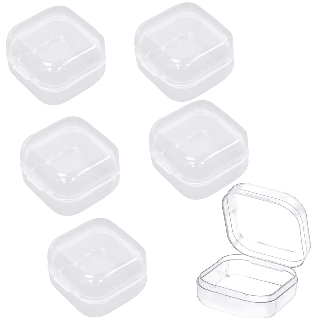 6pcs Small Square Clear Plastic Organizer Boxes Plastic Boxes with Lids