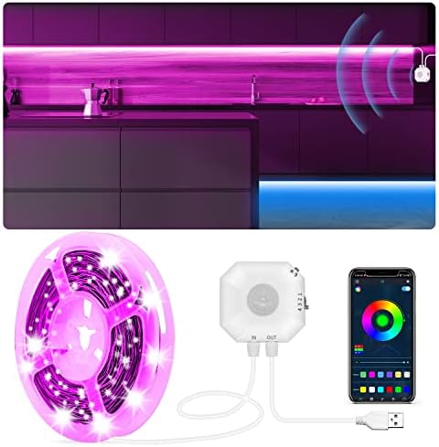 MATICOD Motion Sensor RGB LED Strip Light – App Control Under Cabinet, 3m
