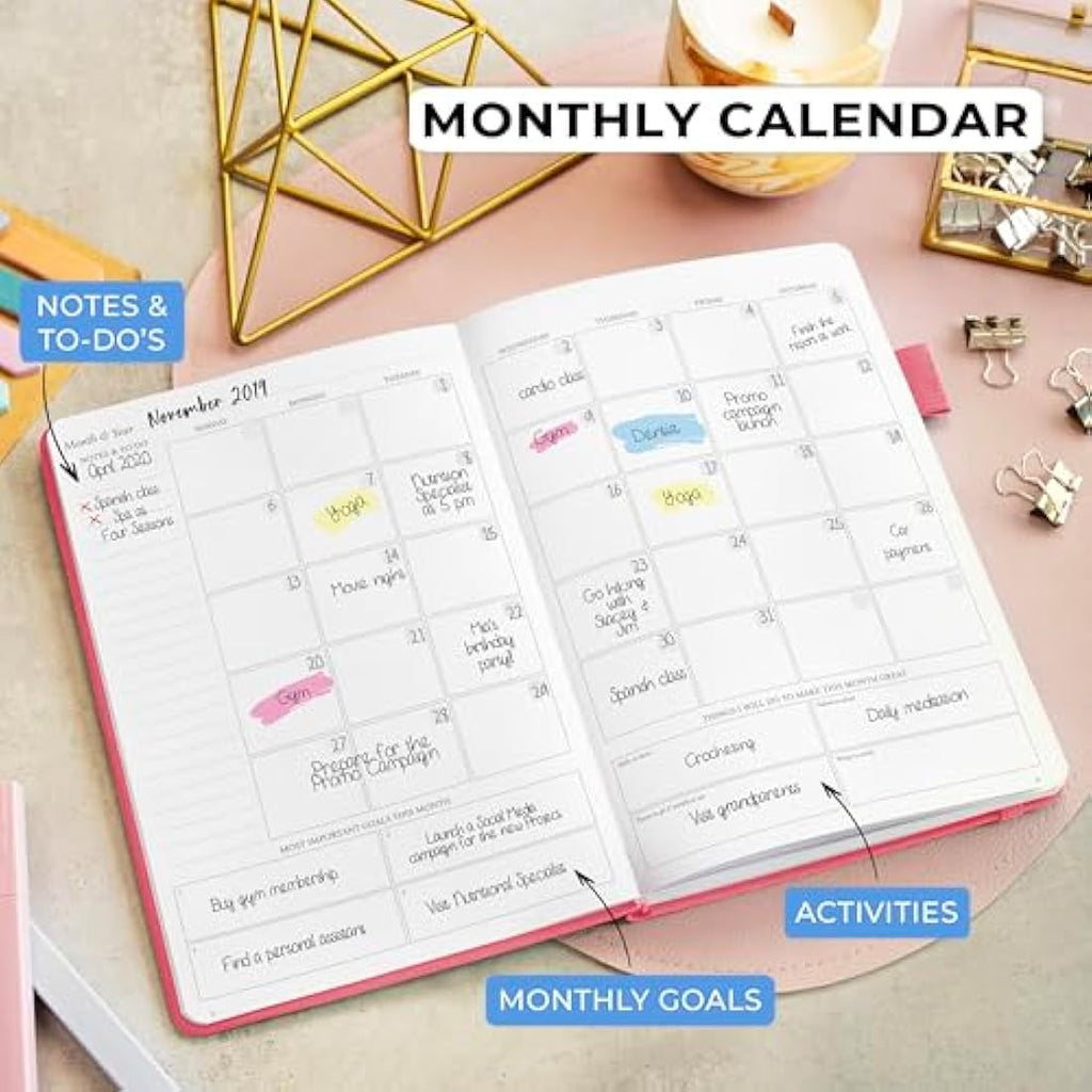 Legend Planner Undated Daily Organizer - A5 PU Leather Productivity Journal