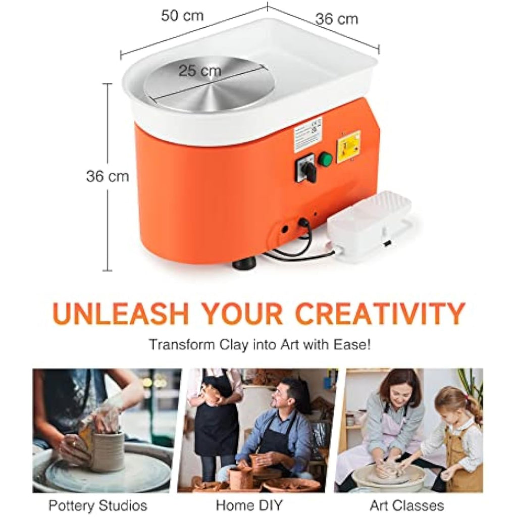 Creworks 350W Electric Pottery Wheel | 25cm Turntable with Foot Pedal