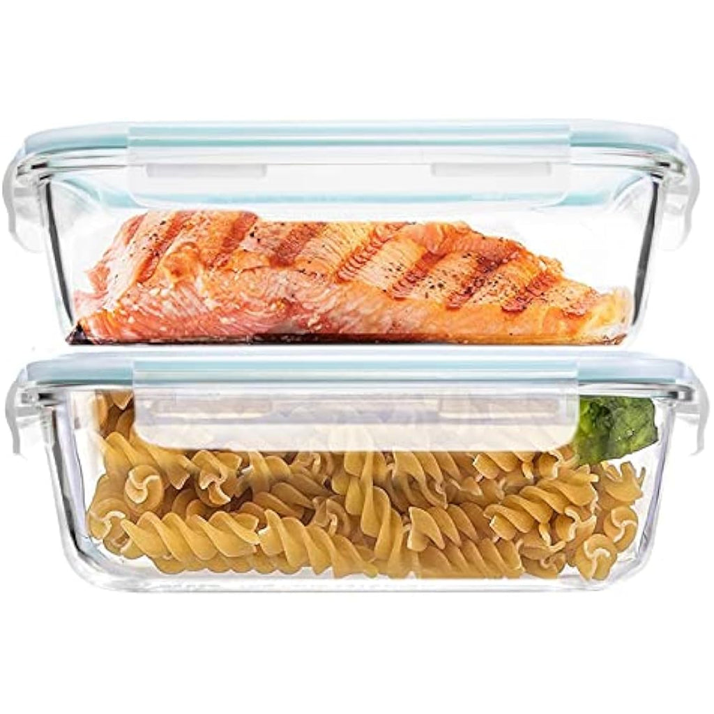 Luvan 1520ml Glass Food Storage Containers - 2 Pack Airtight Meal Prep Set