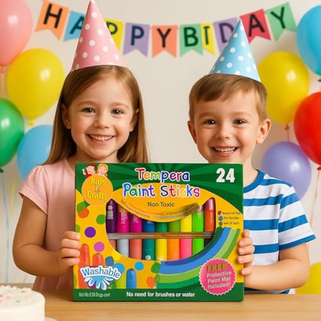 24 Washable Paint Sticks – Non-Toxic Mess-Free Art Set