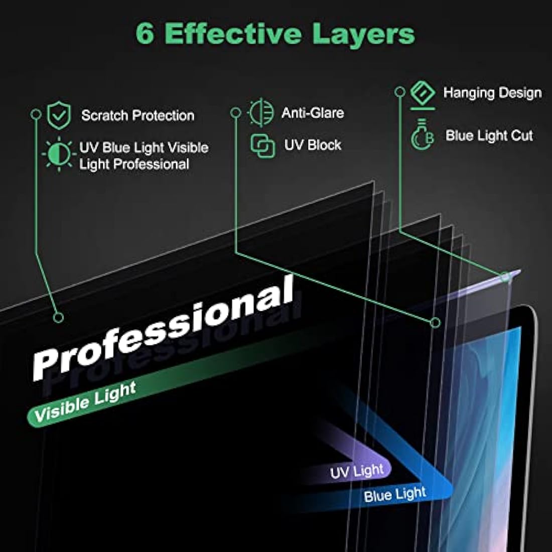DEJIMAX 24 Inch Computer Privacy Screen Filter | Hanging Anti-Blue Light