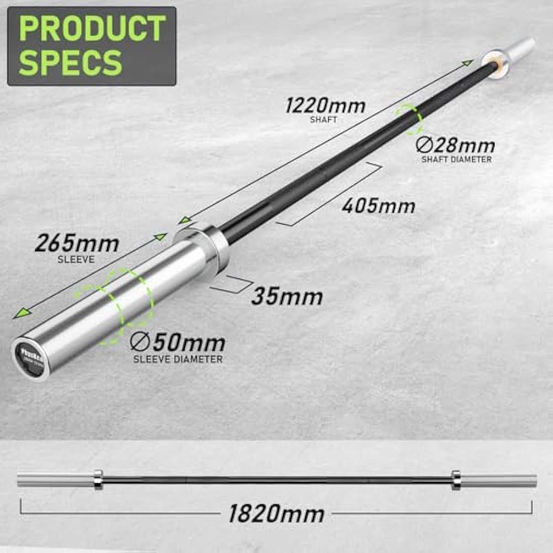 PhysKcal Olympic EZ Curl Bar – 4ft-6ft Steel Barbell for 2-Inch Plates