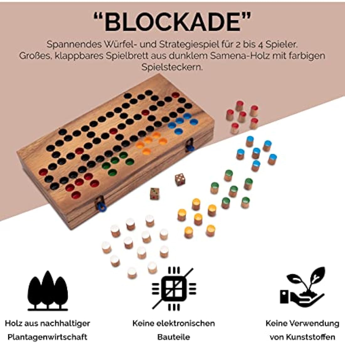 Logoplay Blockade Wooden Dice Game – Foldable Strategy Board Game
