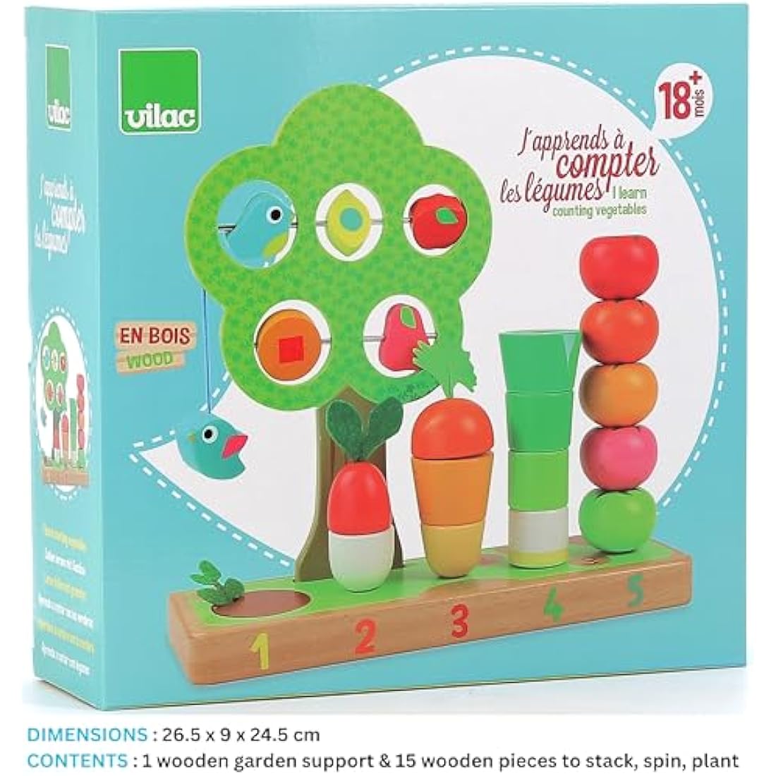 Vilac Wooden Vegetable Counting Game – Montessori Educational Toy
