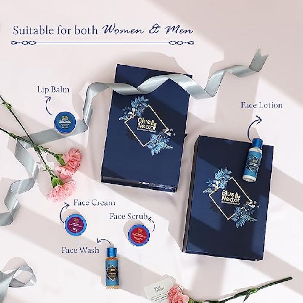Blue Nectar Ayurvedic Skincare Gift Set - 5pc Face Care Kit for All Skin