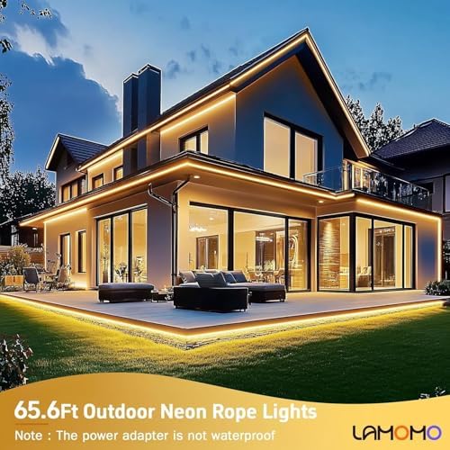 Lamomo 20M Warm White LED Neon Rope Light – Dimmable IP65 Waterproof 24V