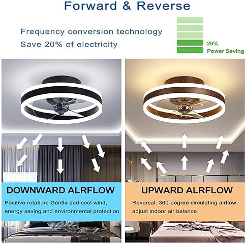 Jolof Store Modern LED Ceiling Fan with Light - 40CM Black Remote Control