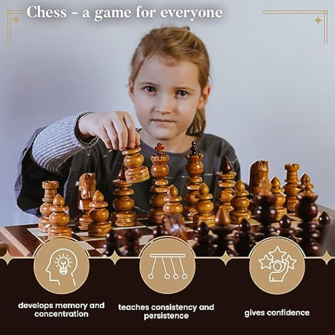 Byzantium Wooden Chess Set – Handcrafted Large 23in Board